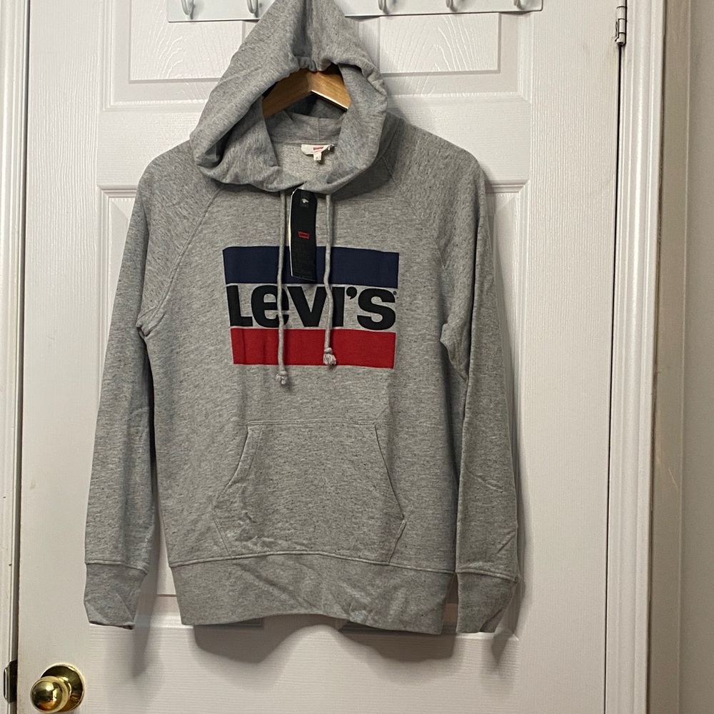 Levi's Gray Hoodie with Blue and Red Accents